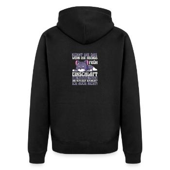 Faulenzer Langschläfer Motivation Katze - Unisex Premium Bio Zip Hoodie - Schwarz - Hinten - Nico (187cm)