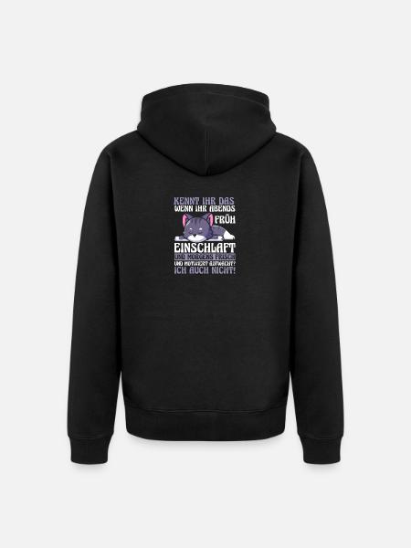 Lazy Late Riser Motivation Cat - Unisex Premium Organic Zip Hoodie - black