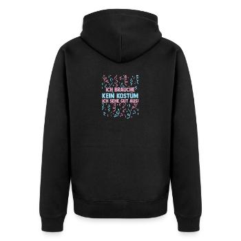 Karnevalskostüm Fasching Karneval - Unisex Premium Bio Zip Hoodie - Schwarz - Hinten - Nico (187cm)