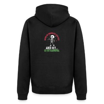 Karnevalskostüm Fasching Karneval - Unisex Premium Bio Zip Hoodie - Schwarz - Hinten - Nico (187cm)
