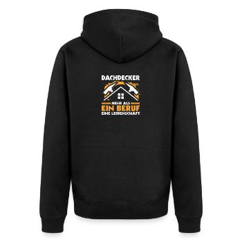 Dachdeckermeister Dachdecker - Unisex Premium Bio Zip Hoodie - Schwarz - Hinten - Nico (187cm)