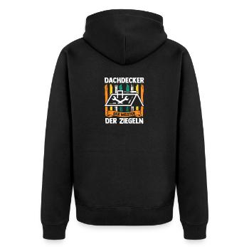 Master Roofer Roofer - Unisex Premium Organic Zip Hoodie - black - Back - Nico (187cm)
