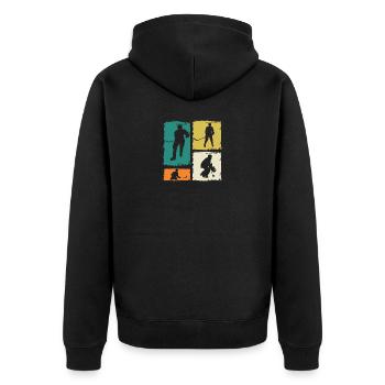 Eishockeyspieler Eishockey - Unisex Premium Bio Zip Hoodie - Schwarz - Hinten - Nico (187cm)