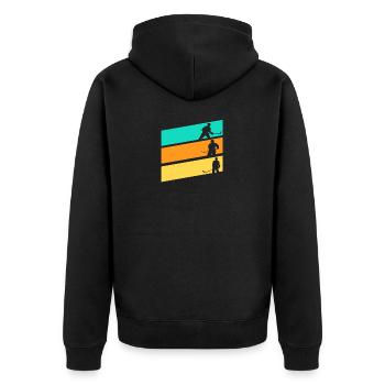 Eishockeyspieler Eishockey - Unisex Premium Bio Zip Hoodie - Schwarz - Hinten - Nico (187cm)