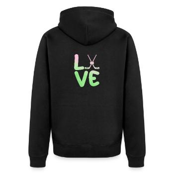 Hockey Players Hockey - Unisex Premium Organic Zip Hoodie - black - Back - Nico (187cm)