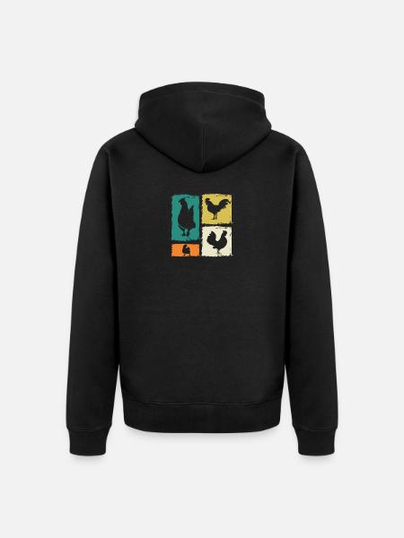Chicken Rooster - Unisex Premium Organic Zip Hoodie - black