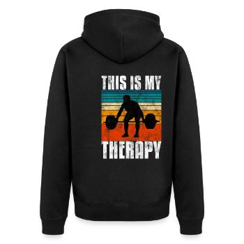 Bodybuilding is my therapy Bpdybuilder GYM Retro - Unisex Premium Organic Zip Hoodie - black - Back - Nico (187cm)