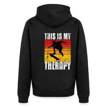 This is My therapy Skateboard Skateboarder Skate - Unisex Premium Organic Zip Hoodie - black - Back - Nico (187cm)