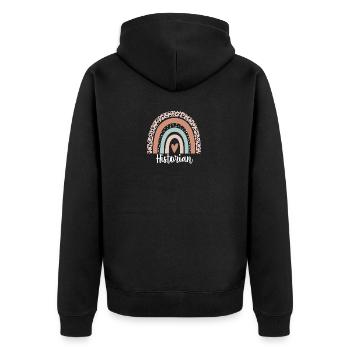 Historian Rainbow Leopard Funny Historian - Unisex Premium Organic Zip Hoodie - black - Back - Nico (187cm)
