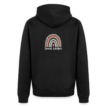 Social Worker Rainbow Leopard Funny Social Worker - Unisex Premium Organic Zip Hoodie - black - Back - Nico (187cm)