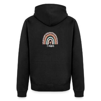 Tailor Rainbow Leopard Funny Tailor Appreciation - Unisex Premium Organic Zip Hoodie - black - Back - Nico (187cm)