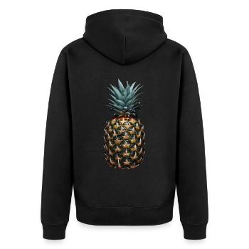 Ananas Frucht Geschenk - Unisex Premium Bio Zip Hoodie - Schwarz - Hinten - Nico (187cm)