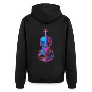 Violine - Unisex Premium Bio Zip Hoodie - Schwarz - Hinten - Nico (187cm)