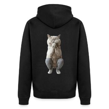 Britisch Kurzhaar - Unisex Premium Bio Zip Hoodie - Schwarz - Hinten - Nico (187cm)