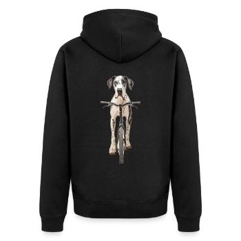 Deutsche Dogge - Unisex Premium Bio Zip Hoodie - Schwarz - Hinten - Nico (187cm)