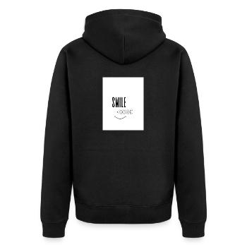Black And White Funny Smile Every Time T Shirt - Unisex Premium Bio Zip Hoodie - Schwarz - Hinten - Nico (187cm)