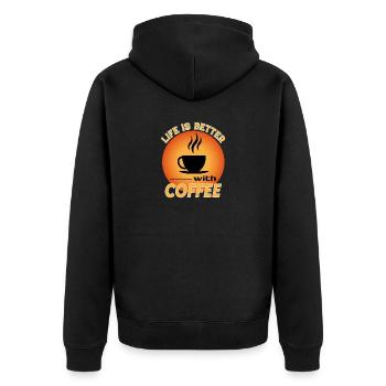 Kaffee Coffee drinking trinken Life is better - Unisex Premium Organic Zip Hoodie - black - Back - Nico (187cm)
