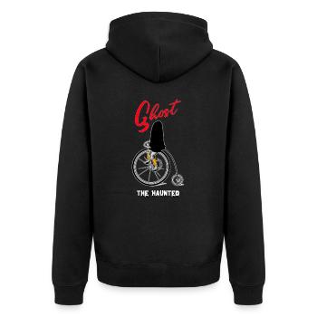 Ghost The Haunted Cool Cartoon - Unisex Premium Bio Zip Hoodie - Schwarz - Hinten - Nico (187cm)