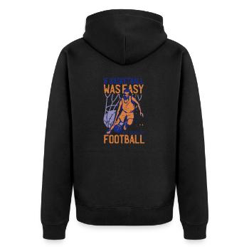 Basketball Basketballliebhaber Basketballer Verein - Unisex Premium Bio Zip Hoodie - Schwarz - Hinten - Nico (187cm)