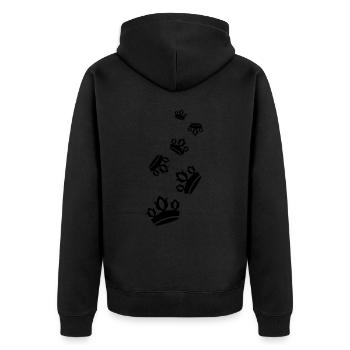 Krone Silhouette - Unisex Premium Bio Zip Hoodie - Schwarz - Hinten - Nico (187cm)