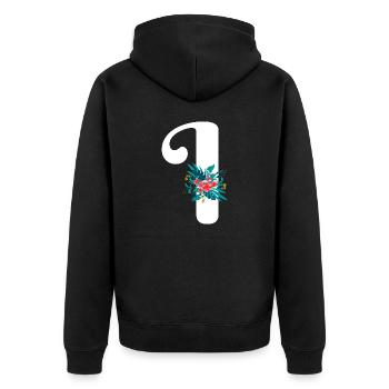 lettre I fleuris - Veste à capuche bio Premium Unisexe - noir - Dos - Nico (187cm)