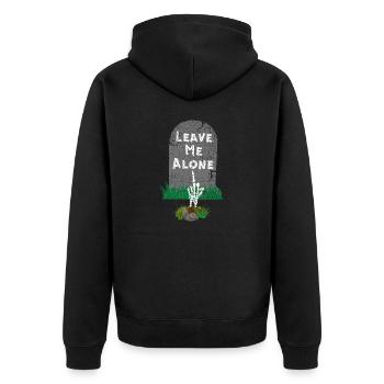 Leave Me Alone, Antisocial Skeleton - Unisex Premium Organic Zip Hoodie - black - Back - Nico (187cm)