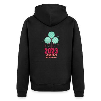 2022 bye welcome 2023 new year colorful balloon - Unisex Premium Organic Zip Hoodie - black - Back - Nico (187cm)