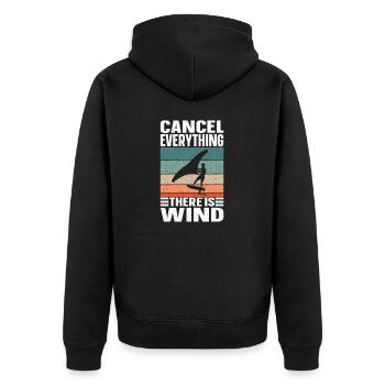 Wing Foiling Surf Surfing Surfer Grunge - Unisex Premium Organic Zip Hoodie - black - Back - Nico (187cm)