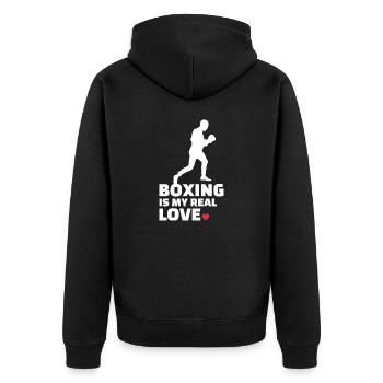 Ich Liebe Boxen Für Alle Boxer Und Boxliebhaber. - Unisex Premium Bio Zip Hoodie - Schwarz - Hinten - Nico (187cm)