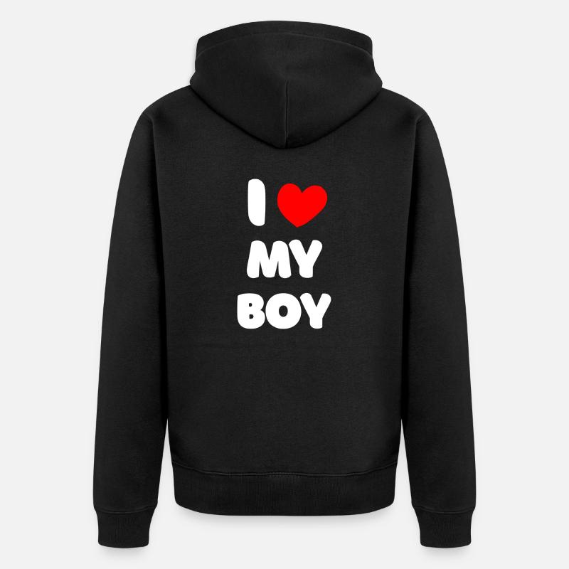 J’AIME MON GARÇON - Veste à capuche bio Premium Unisexe - noir