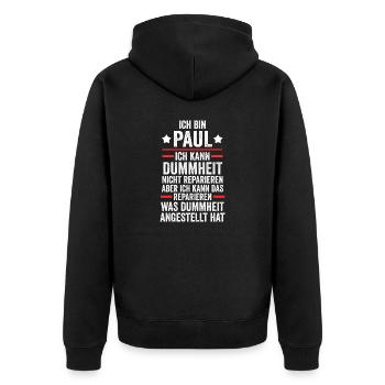 Paul - Unisex Premium Bio Zip Hoodie - Schwarz - Hinten - Nico (187cm)