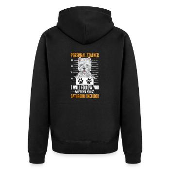 West Highland White Terrier Westie - Unisex Premium Bio Zip Hoodie - Schwarz - Hinten - Nico (187cm)
