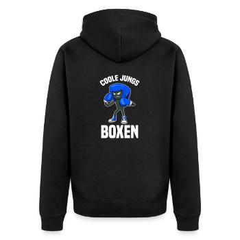 Boxsack Boxhandschuhe Boxverein Sportler Boxen - Unisex Premium Bio Zip Hoodie - Schwarz - Hinten - Nico (187cm)