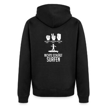 Schullehrer Lehrer - Unisex Premium Bio Zip Hoodie - Schwarz - Hinten - Nico (187cm)