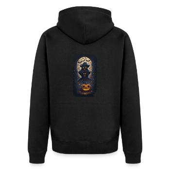 Happy Halloween I Gift - Unisex Premium Organic Zip Hoodie - black - Back - Nico (187cm)