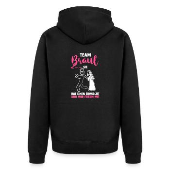 Braut Hochzeit Heiraten Junggesellenabschied - Unisex Premium Bio Zip Hoodie - Schwarz - Hinten - Nico (187cm)
