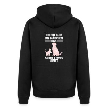 Hunde Katzenliebhaber Hundeliebhaber Katzen - Unisex Premium Bio Zip Hoodie - Schwarz - Hinten - Nico (187cm)
