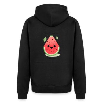 youre one in a melon - Unisex Premium Bio Zip Hoodie - Schwarz - Hinten - Nico (187cm)