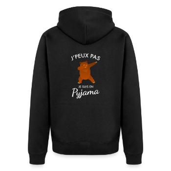 J'peux Pas Je Suis En Pyjama Ours Papa Dab - Veste à capuche bio Premium Unisexe - noir - Dos - Nico (187cm)