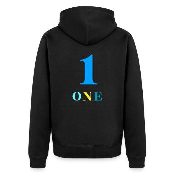 One-1e anniversaire - Veste à capuche bio Premium Unisexe - noir - Dos - Nico (187cm)