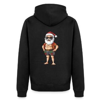 Santa Claus Holiday Santa - Unisex Premium Organic Zip Hoodie - black - Back - Nico (187cm)