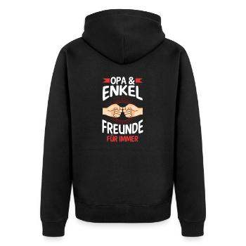 Großvater Opa und Enkel - Unisex Premium Bio Zip Hoodie - Schwarz - Hinten - Nico (187cm)