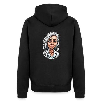 Ärztin / Medizinerin / Doktor / Beruf / Fachärztin - Unisex Premium Bio Zip Hoodie - Schwarz - Hinten - Nico (187cm)