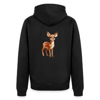 Fawn - Unisex Premium Organic Zip Hoodie - black - Back - Nico (187cm)