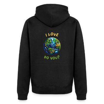 Ich liebe den Planeten Erde. Tun Sie? - Unisex Premium Bio Zip Hoodie - Schwarz - Hinten - Nico (187cm)