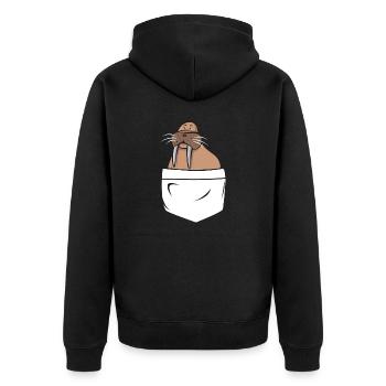 Walross - Unisex Premium Bio Zip Hoodie - Schwarz - Hinten - Nico (187cm)