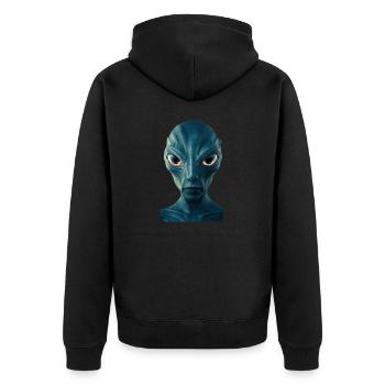 E.T. - Unisex Premium Bio Zip Hoodie - Schwarz - Hinten - Nico (187cm)