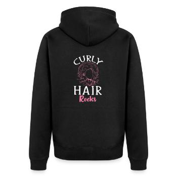 Cheveux bouclés Boucles afro Cheveux naturels - Veste à capuche bio Premium Unisexe - noir - Dos - Nico (187cm)