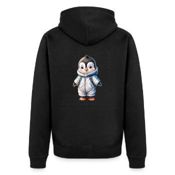 Winter Cute Penguin Back to School - Unisex Premium Organic Zip Hoodie - black - Back - Nico (187cm)