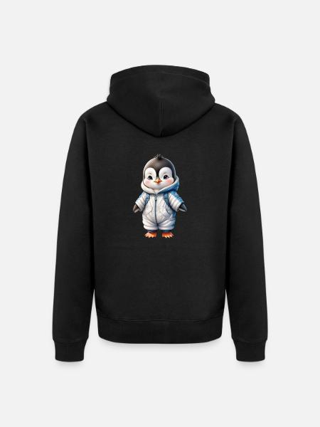 Winter Cute Penguin Back to School - Unisex Premium Organic Zip Hoodie - black